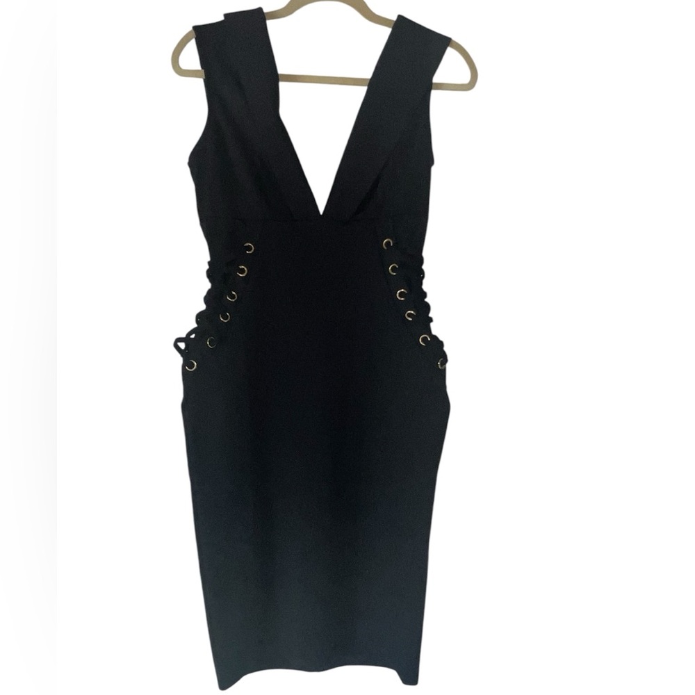 New Look Black Dress with Eyelet Detail